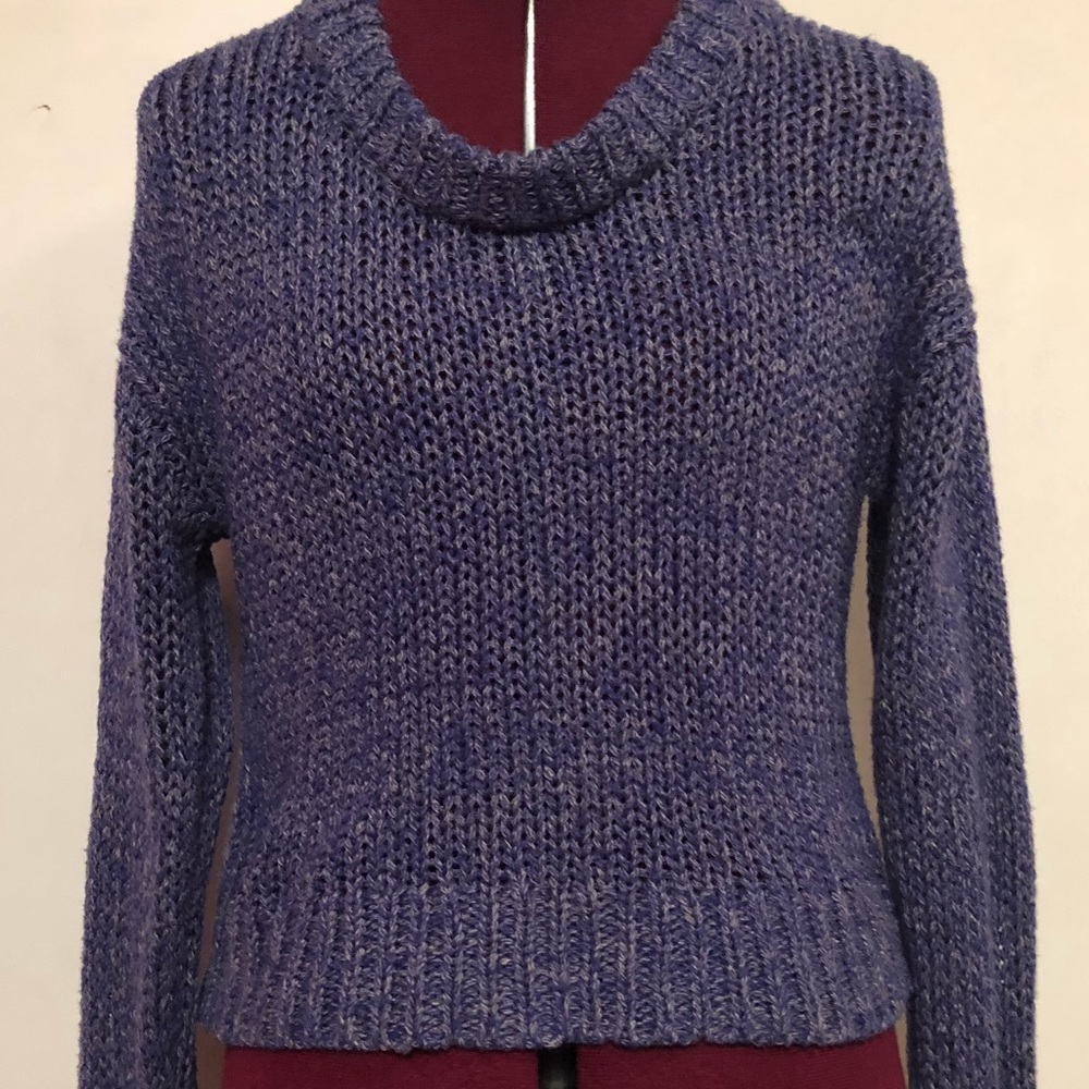 Blue and Gray Cropped Sweater